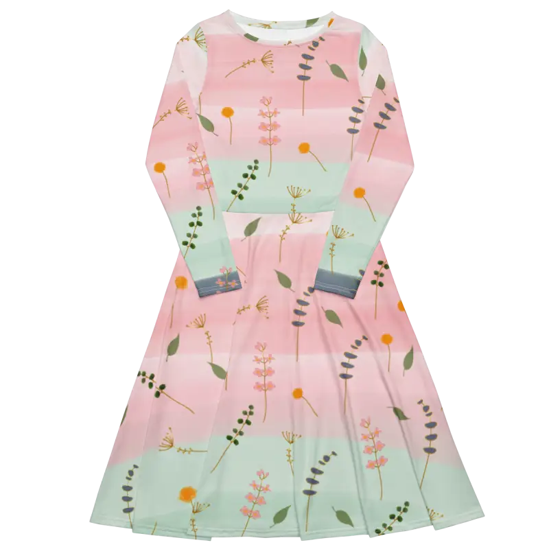 Elevate your Style with this Pink and Green Floral Midi Dress - Dresses