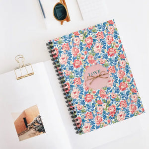 Paper Products - Floral Love Spiral Notebook - Vintage Ruled Journal - Dipaliz one Size