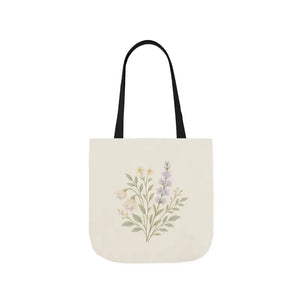 Floral Meadow Canvas Tote Soft Botanical Style Dipaliz - 16’’ × / Black - Bags