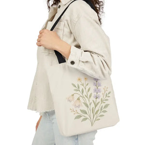 Floral Meadow Canvas Tote Soft Botanical Style Dipaliz - Bags