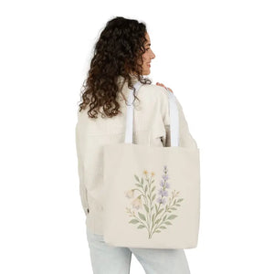 Floral Meadow Canvas Tote Soft Botanical Style Dipaliz - Bags