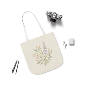 Floral Meadow Canvas Tote Soft Botanical Style Dipaliz - Bags