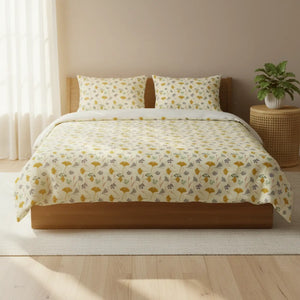 Floral Meadow Cotton Bed Set Yellow - Dipaliz - Bedding Sets