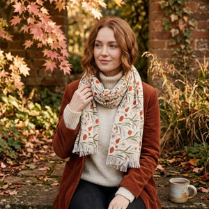 Dipaliz meadow lightweight scarf cream tulip print spring - scarves & shawls
