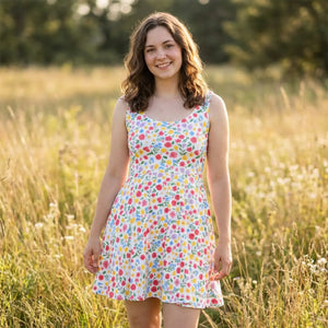 Colorful Floral Meadow Skater Dress Summer Midi - Dipaliz - Xs - Dresses