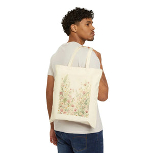Floral Meadow Tote Bag – Cotton Canvas - Dipaliz - Tote Bags