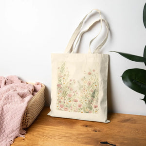 Floral Meadow Tote Bag – Cotton Canvas - Dipaliz - Tote Bags