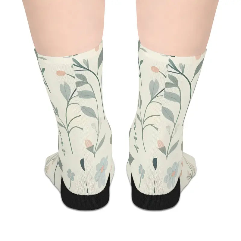 Step Up your Style with Floral Mid-length Socks - one Size / 3/4 Crew