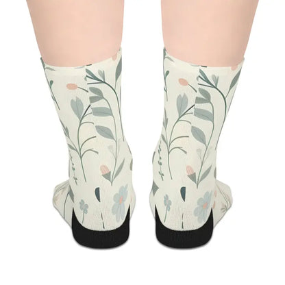 Step Up your Style with Floral Mid-length Socks - one Size / 3/4 Crew