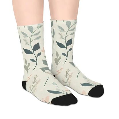 Step Up your Style with Floral Mid-length Socks - one Size / 3/4 Crew