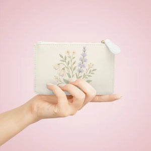 Floral Mini Clutch Bag Lavender Charm Wildflower Pouch Dipaliz - 6.3” x 4” / White - Bags