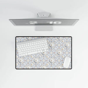 Floral Moon Pattern Desk Mat, Large Decorative Mousepad for Home Office - Mouse Pads