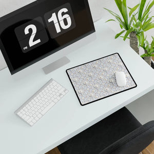 Stylised flat botanical shapes on the DipaliZ floral moon mouse pad