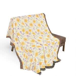 Floral Mosaic Woven Blanket – Cotton Throw - Dipaliz - Blankets