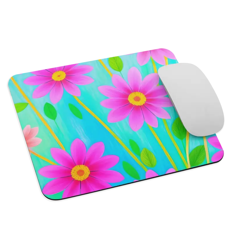 Elevate your Desk: Trendy Floral Mouse Pad with Bright Flowers