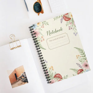 Paper Products - Floral Mushroom Spiral Notebook - Ruled Storybook Style - Dipaliz one Size