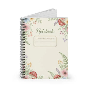 Paper Products - Floral Mushroom Spiral Notebook - Ruled Storybook Style - Dipaliz one Size