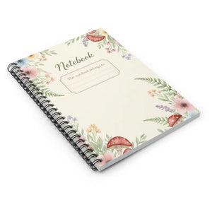 Paper Products - Floral Mushroom Spiral Notebook - Ruled Storybook Style - Dipaliz one Size