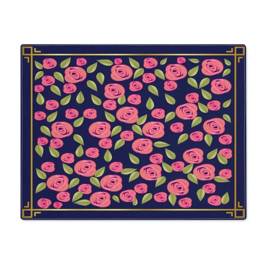 Floral Navy & Pink Roses Placemat for Cozy Dining Bliss - 18’’ × 14’’ Home Decor