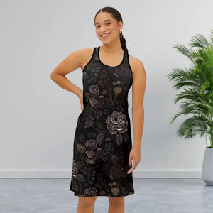 Floral Noir Racerback Dress - Vintage Rose Print - Dipaliz - Xs / Black - Tank Top