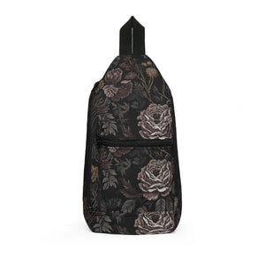 Vintage Floral Noir Sling Bag - Dark Rose Crossbody - Dipaliz - Cross Body Bags
