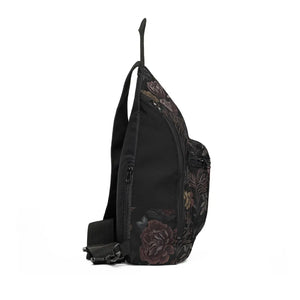 Vintage Floral Noir Sling Bag - Dark Rose Crossbody - Dipaliz - Cross Body Bags