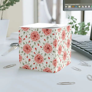 Colorful Floral Note Cube - Elegant Rose Design - Dipaliz - White / one Size - Notepads