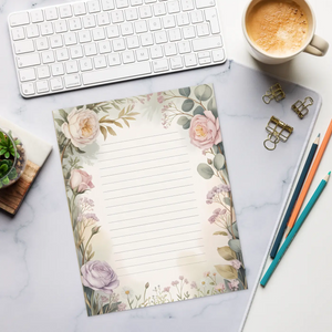 Botanical Stationery Template Roses Border Lined Paper - Dipaliz - Notepads