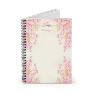 Paper Products - Pink Watercolor Floral Notes Spiral Notebook - Dipaliz one Size