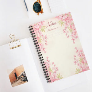 Paper Products - Pink Watercolor Floral Notes Spiral Notebook - Dipaliz one Size