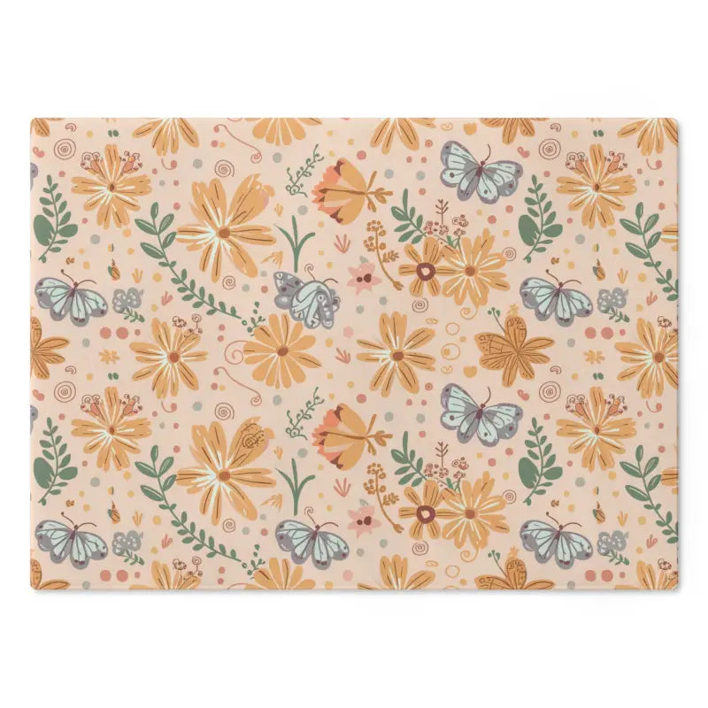 Chop in Style with our Floral Orange Tempered Glass Cutting Board - Home Decor