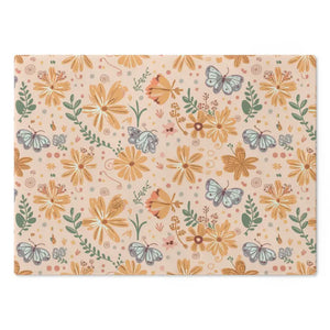 Floral Orange Cutting Board - Tempered Glass Non-porous - Dipaliz - Boards