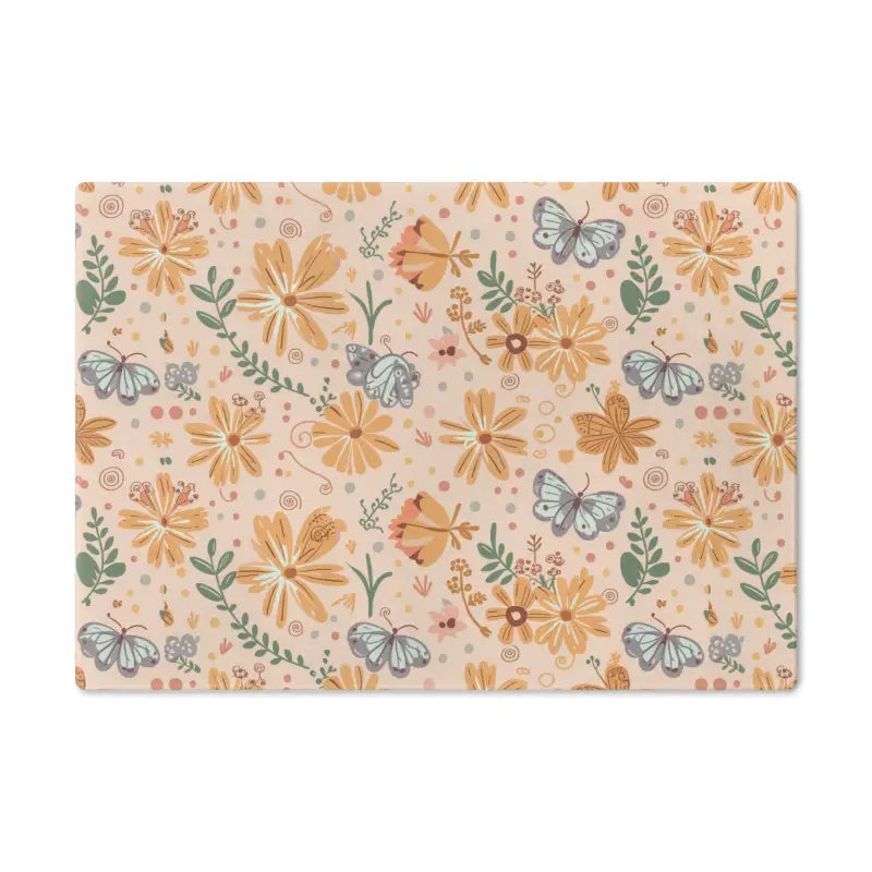 Chop in Style with our Floral Orange Tempered Glass Cutting Board - Home Decor