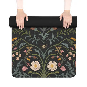 Floral Rubber Yoga Mat - Vibrant Ornate Pattern - Dipaliz - 24” x 70” - & Pilates Mats