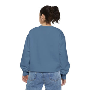 Floral Outline Sweatshirt - Minimal Peony Graphic Garment-dyed Crew - Sweatshirts - m