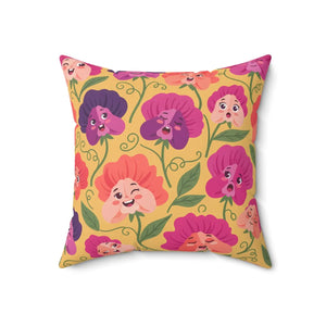 DipaliZ pansy pillow in seven square sizes from 14 to 28 inches
