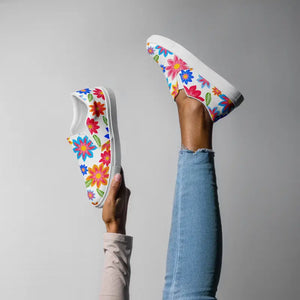 Canvas Shoes Vibrant Flowers Print Art Style - Dipaliz - Sneakers