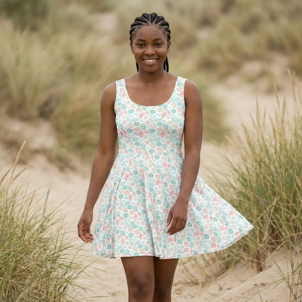 Floral Pastel Skater Dress - Coastal Summer - Dipaliz - Xs - Dresses