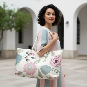 Floral Pastels Oversized Polyester Weekender - Dipaliz - Luggage & Bags