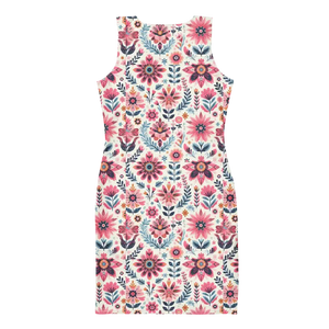 Floral Pattern Bodycon Dress - Vibrant All-over Print - Dipaliz - Dresses
