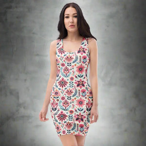 Floral Pattern Bodycon Dress - Vibrant All-over Print - Dipaliz - Dresses