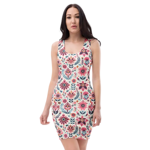 Floral Pattern Bodycon Dress - Vibrant All-over Print - Dipaliz - Xs - Dresses