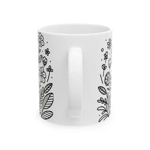 Floral Pattern Ceramic Mug - Glossy Finish - Dipaliz - Mugs