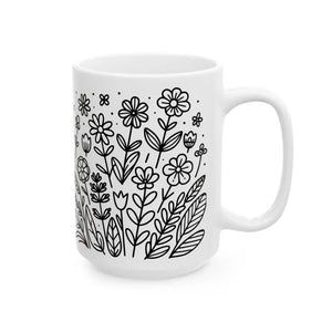 Floral Pattern Ceramic Mug - Glossy Finish - Dipaliz - Mugs