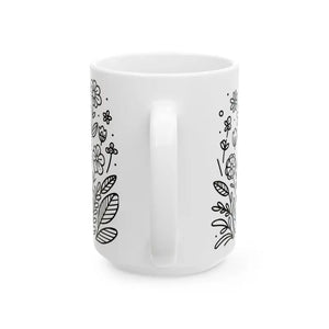 Floral Pattern Ceramic Mug - Glossy Finish - Dipaliz - Mugs