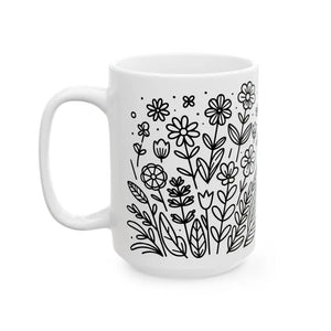 Floral Pattern Ceramic Mug - Glossy Finish - Dipaliz - Mugs