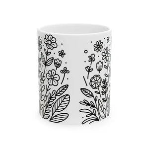 Floral Pattern Ceramic Mug - Glossy Finish - Dipaliz - Mugs