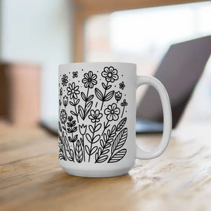 Floral Pattern Ceramic Mug - Glossy Finish - Dipaliz - Mugs