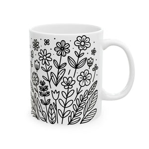 Floral Pattern Ceramic Mug - Glossy - Dipaliz - Mugs