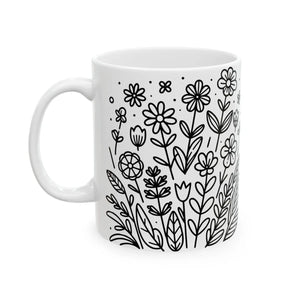 Floral Pattern Ceramic Mug - Glossy - Dipaliz - Mugs